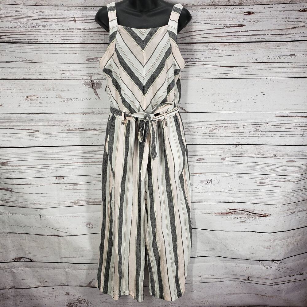 Vince Camuto Women's  Multicolor 100% Linen Belted Jumpsuit Size L